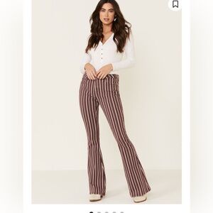 ROCK & ROLL DENIM WOMEN'S MAROON STRIPE FLARE JEANS 26